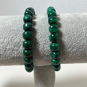 Crystal Malachite Beaded Bracelets, 2 Pack.